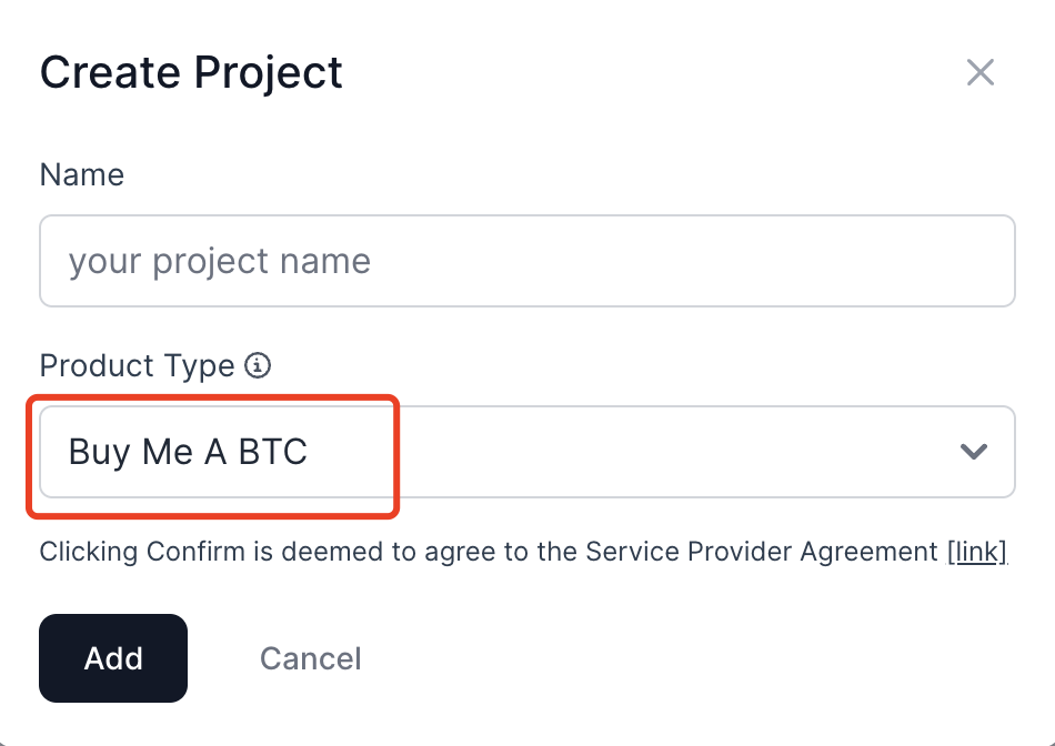 Create buymeabtc Project