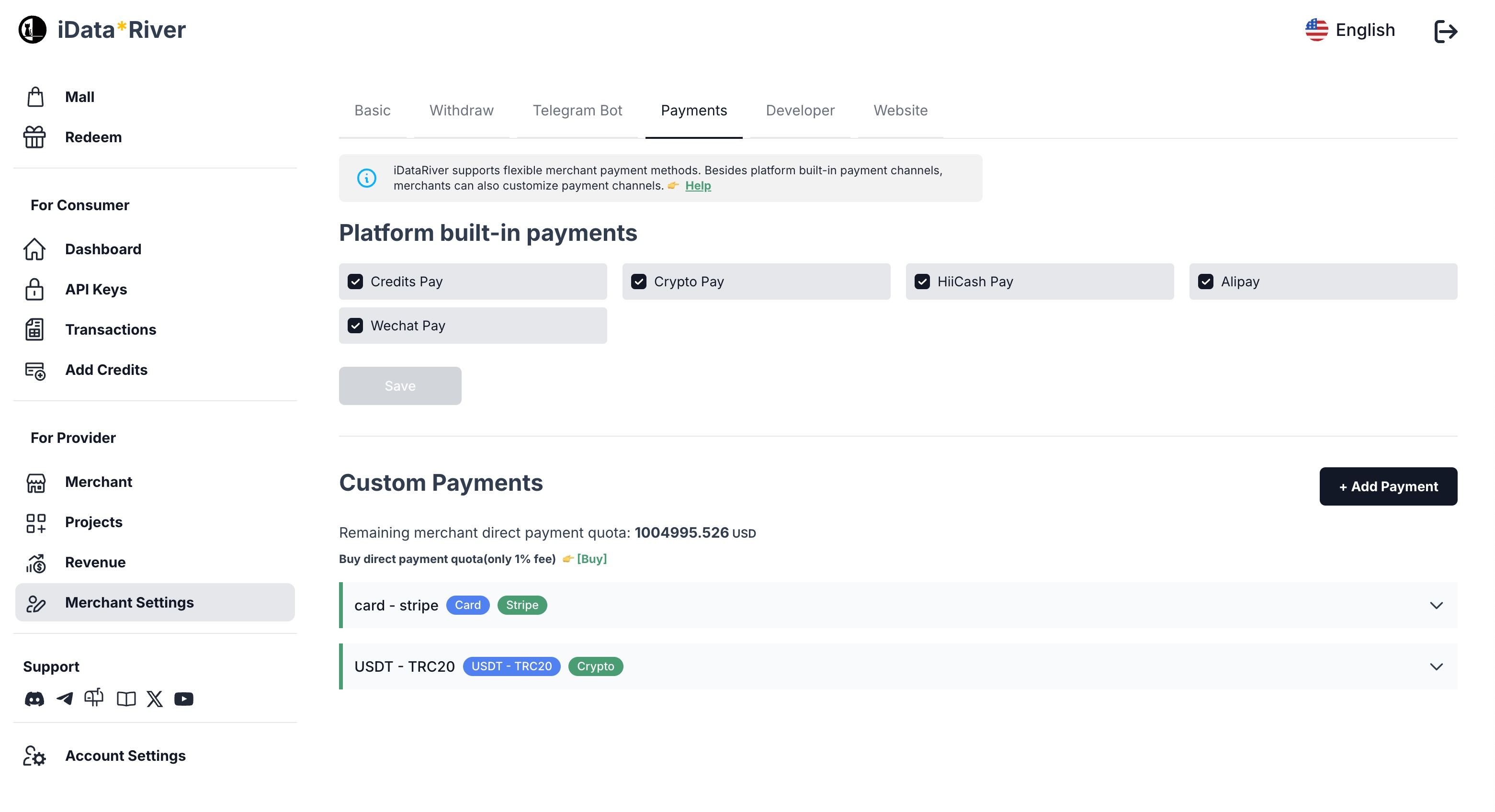 Merchant Backend Custom Payment